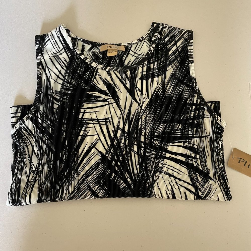 NWT Black and white print sleeveless top Large - Picture 6 of 6
